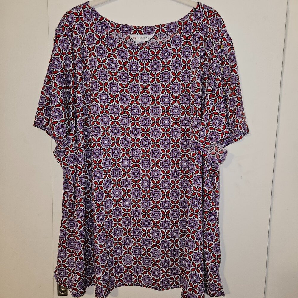 🤩3/$15! Liz Claiborne Cold-Shoulder Short-Sleeve Blouse (3X)